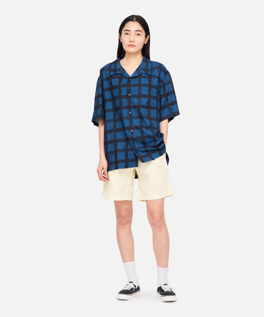 Checkerd Rayon Shirt Midnight