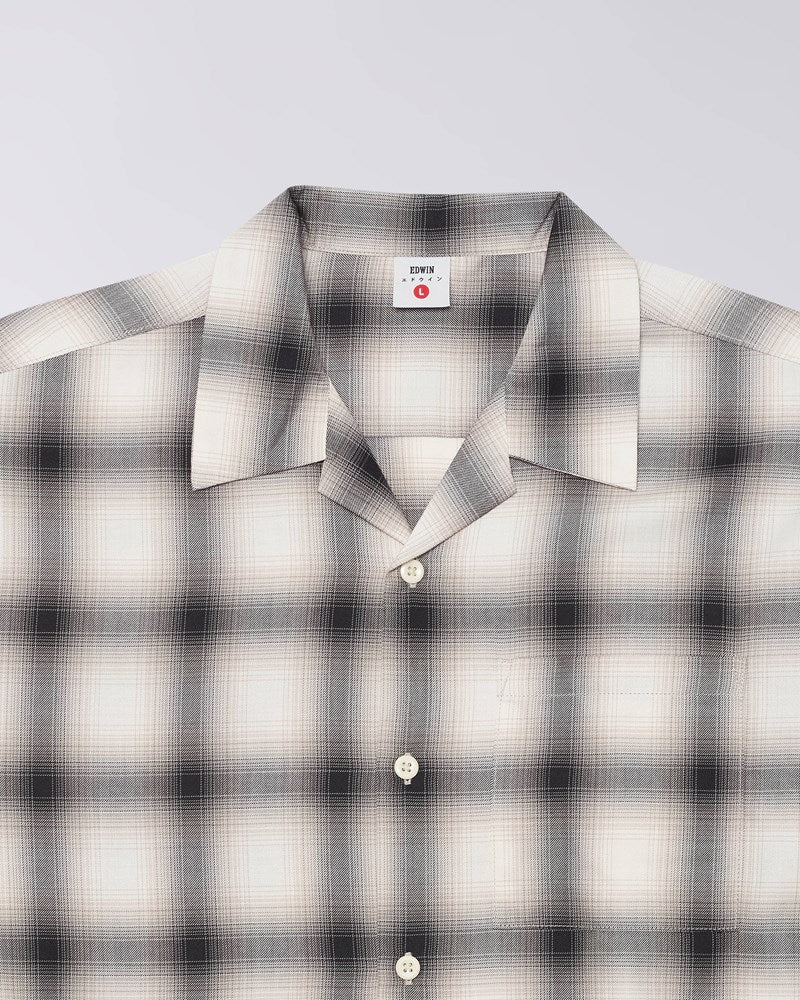 Open Collar Shirt Ls-Beige/Black
