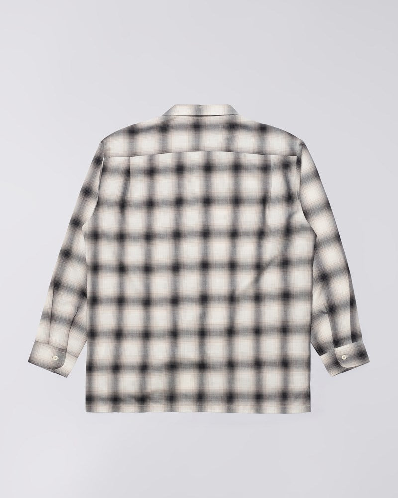 Open Collar Shirt Ls-Beige/Black