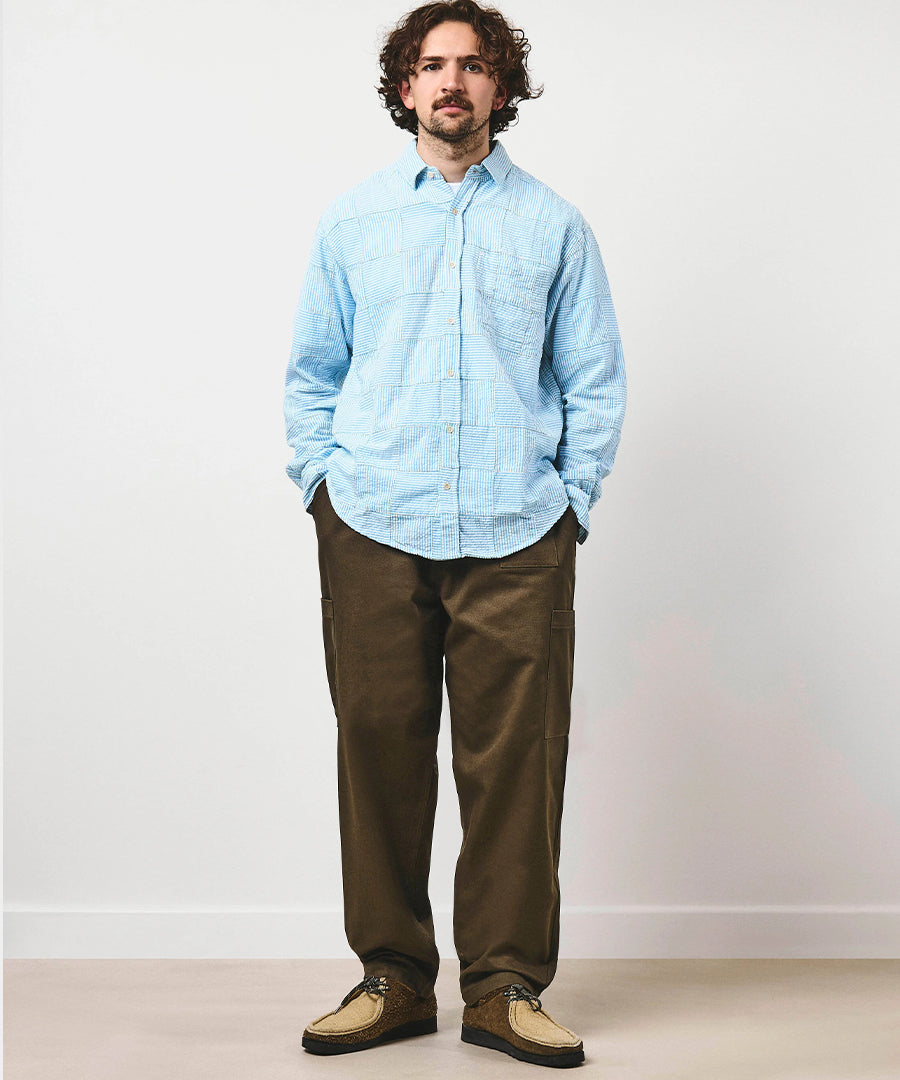 Patchwork Stripe Heritage Shirt - Sky Blue