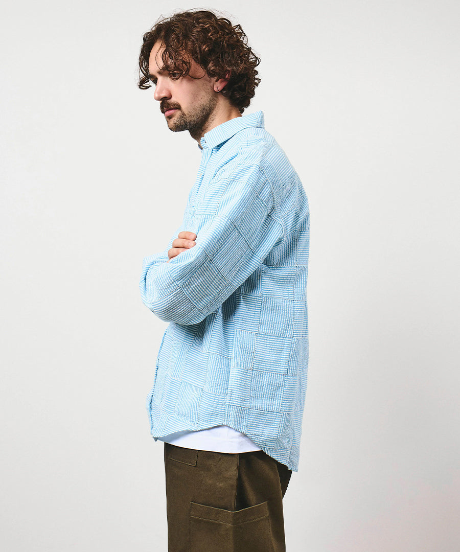 Patchwork Stripe Heritage Shirt - Sky Blue