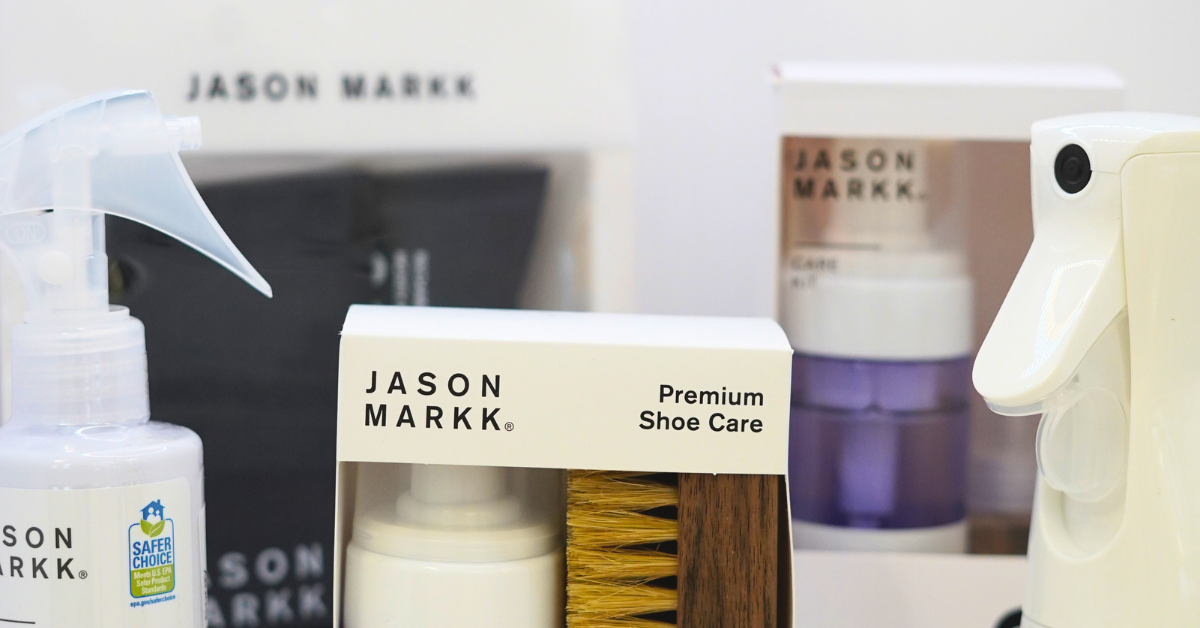 Jason Markk sneakerpleje produkter – Cleaning Solution, børste og Repel Spray hos Packyard