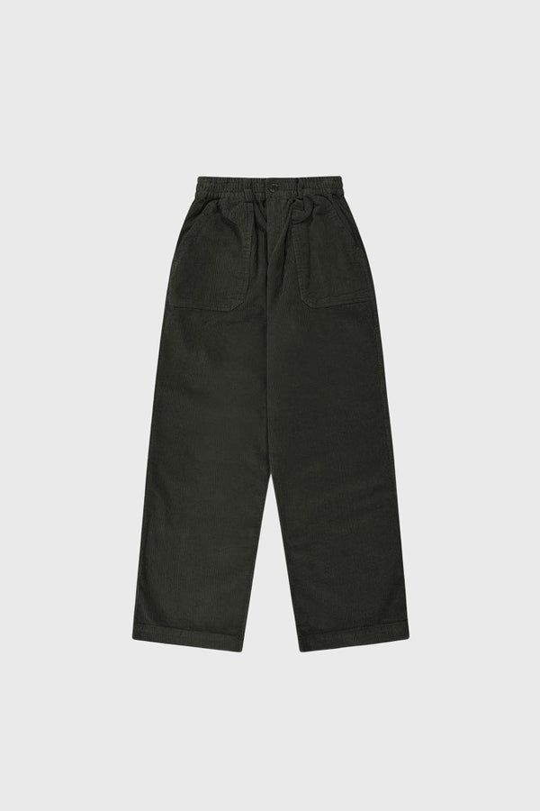 One Tuck Fatigue Corduroy Pants - Charcoal
