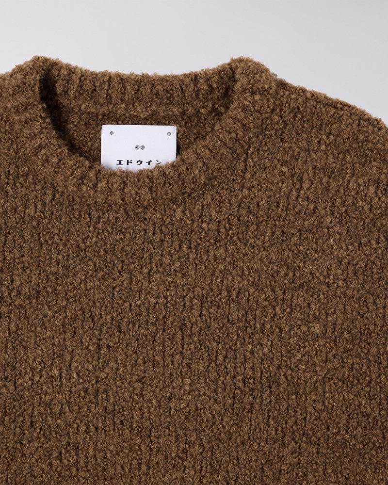 Edwin Dun Textured Sweater - Boxy Strik i Taupe