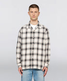 Open Collar Shirt Ls-Beige/Black