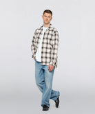 Open Collar Shirt Ls-Beige/Black