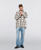 Open Collar Shirt Ls-Beige/Black