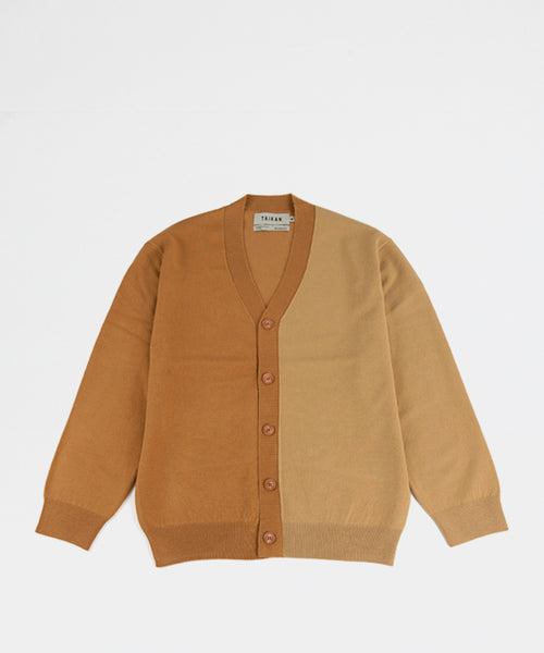 Colour Blocked Cardigan-Tan/Cream fra Taikan | Stort udvalg og