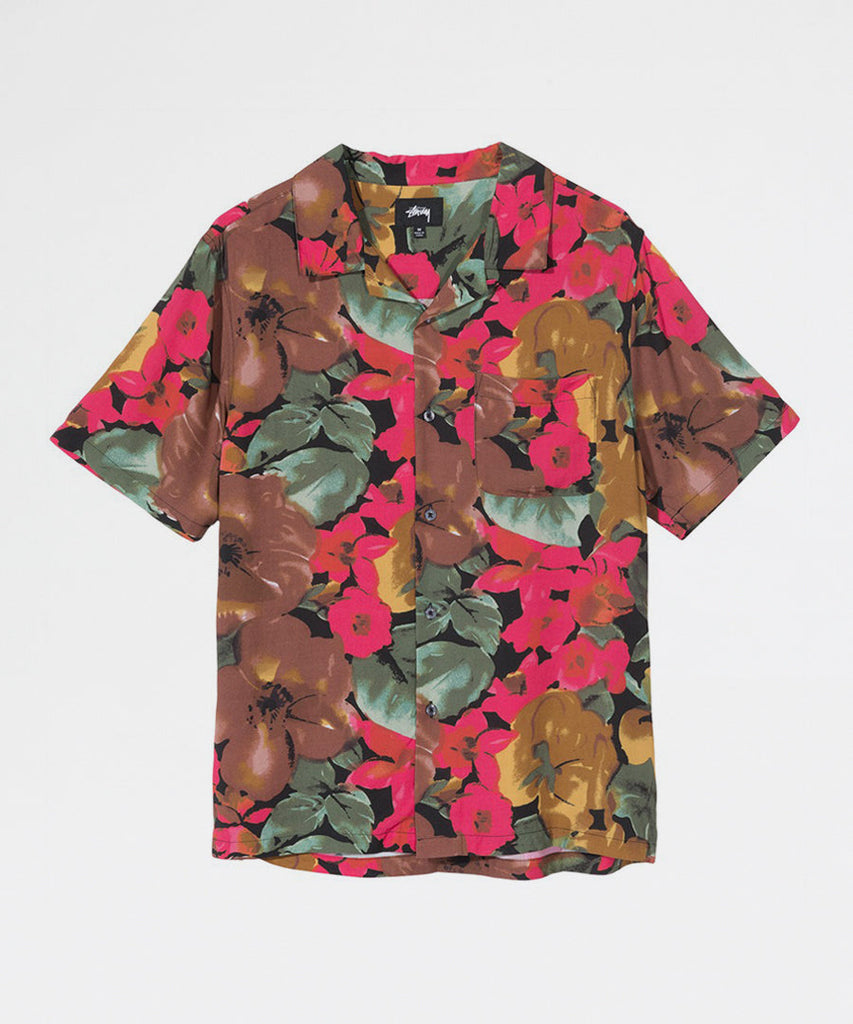 Stussy Watercolor Flower Shirt Black shirts
