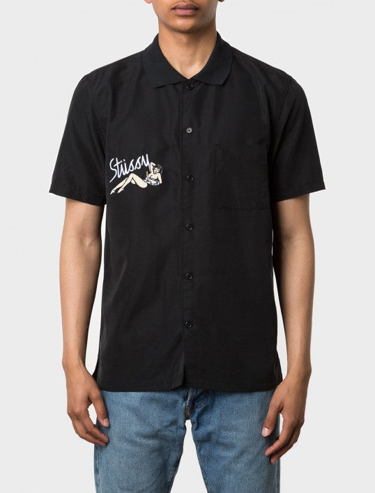 Stussy Garage Knit Collar Shirt - Black UDSOLGT