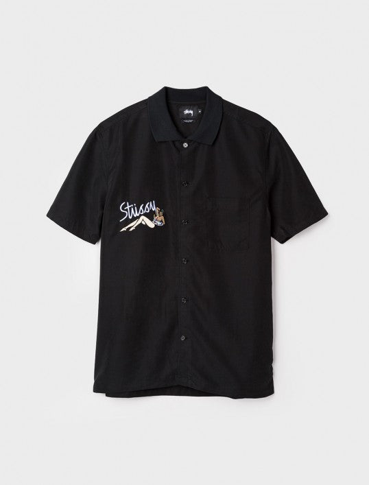 Stussy Garage Knit Collar Shirt - Black UDSOLGT