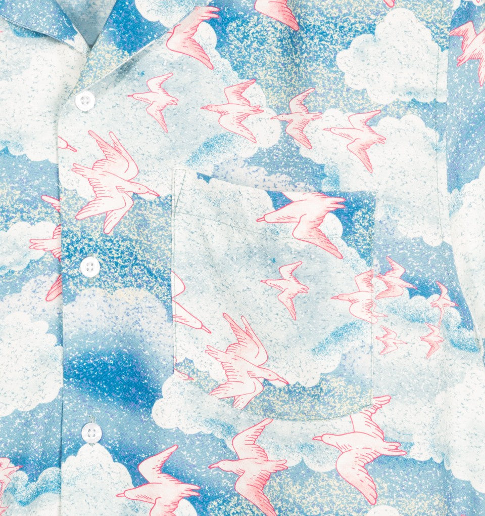 Stussy Cloud And Birds Shirt Blue UDSOLGT