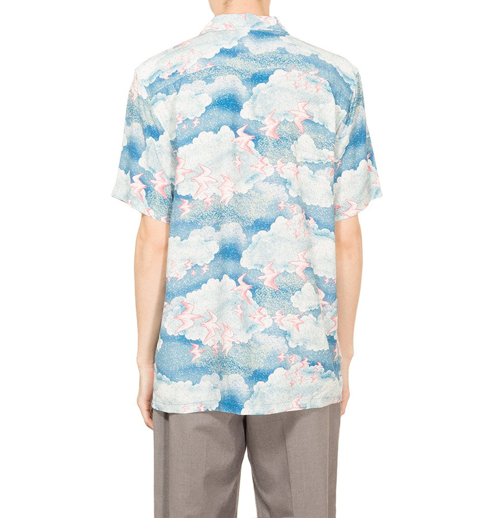 Stussy Cloud And Birds Shirt Blue UDSOLGT