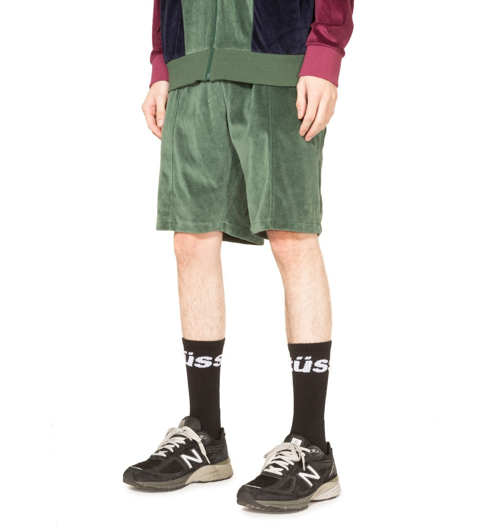 Stussy Velour Shorts Green UDSOLGT