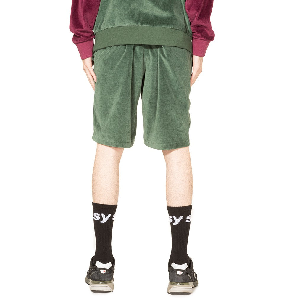 Stussy Velour Shorts Green UDSOLGT