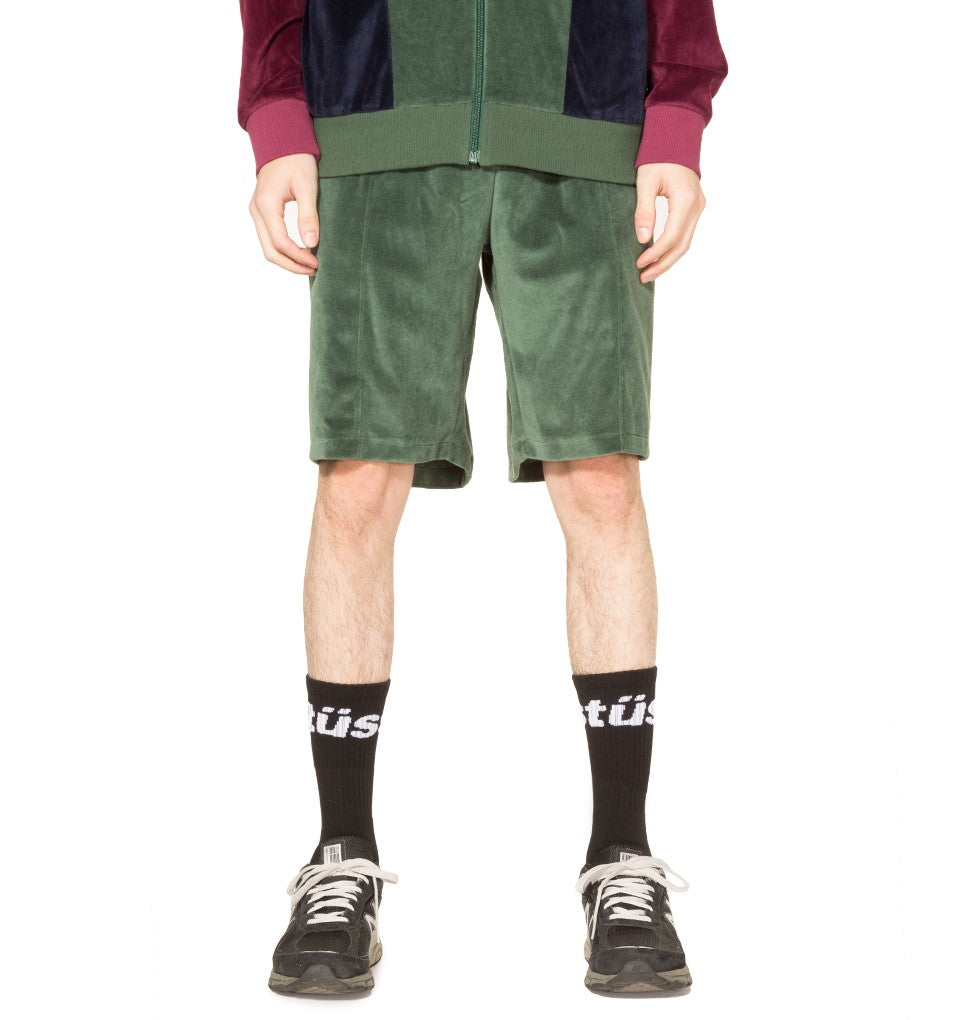 Stussy Velour Shorts Green UDSOLGT