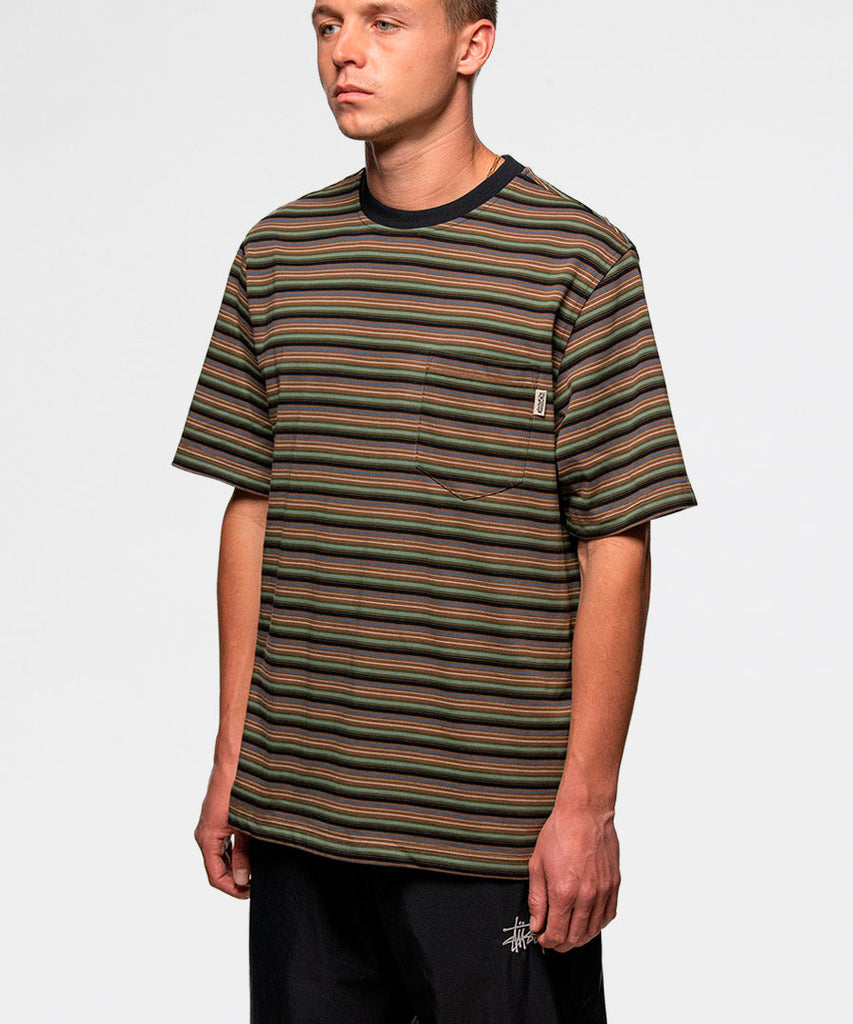 Stussy Mini Stripe Crew Black t-shirts