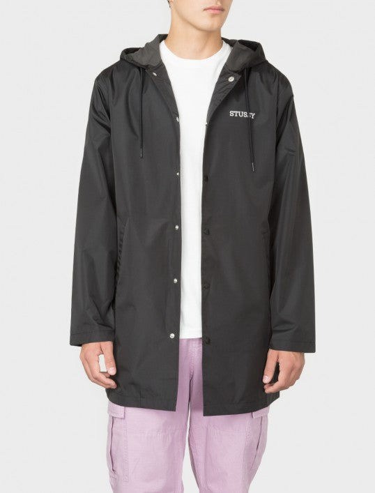 Stussy Tony Long Hooded Coach Jacket - Black UDSOLGT