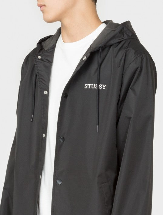 Stussy Tony Long Hooded Coach Jacket - Black UDSOLGT