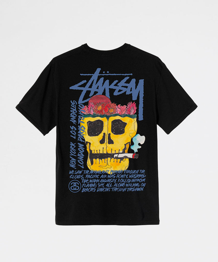 Stussy - Smokin' Skull Pig Dyed Tee Black - køb stussy her!– Packyard