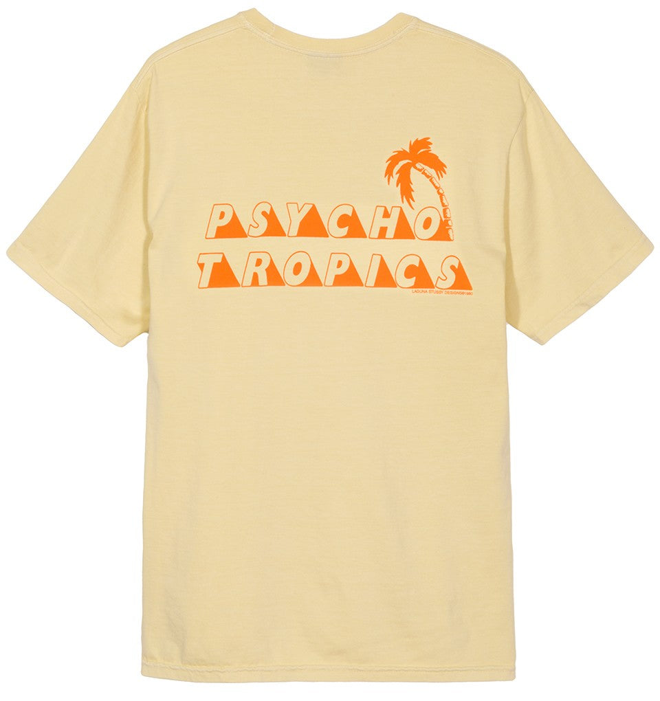 Stussy Psycho Tropics Pigment Dyed Pocket Tee Yellow UDSOLGT