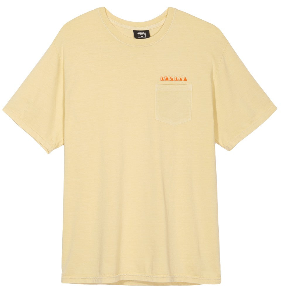 Stussy Psycho Tropics Pigment Dyed Pocket Tee Yellow UDSOLGT
