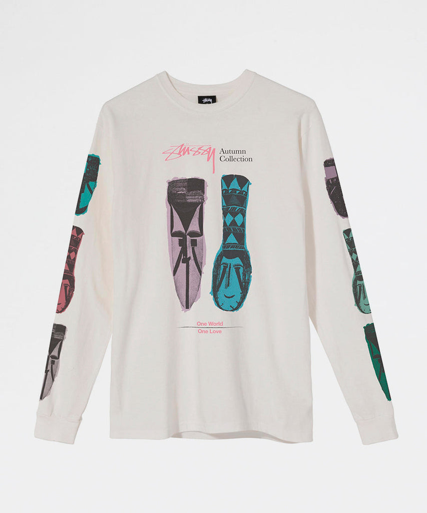 Stussy Autumn Masks Pig Dyed Ls Tee Natural t-shirts