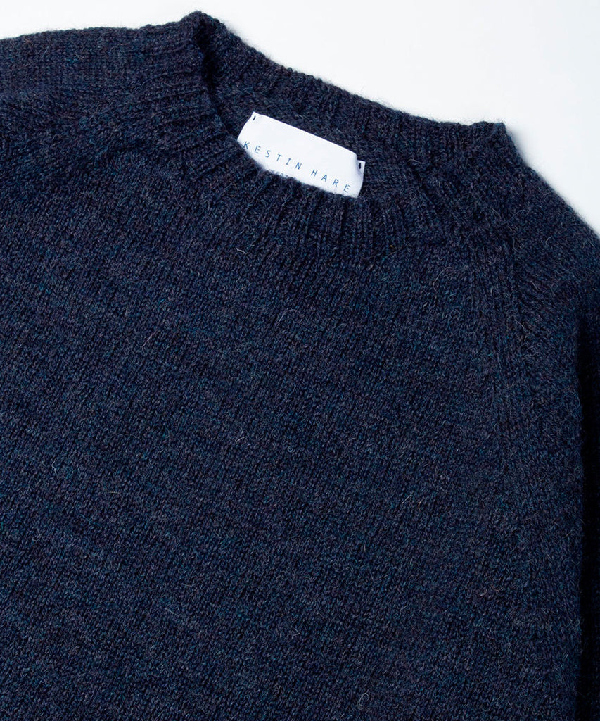 Kestin Shetland Crew Neck Denim Blue Trøjer