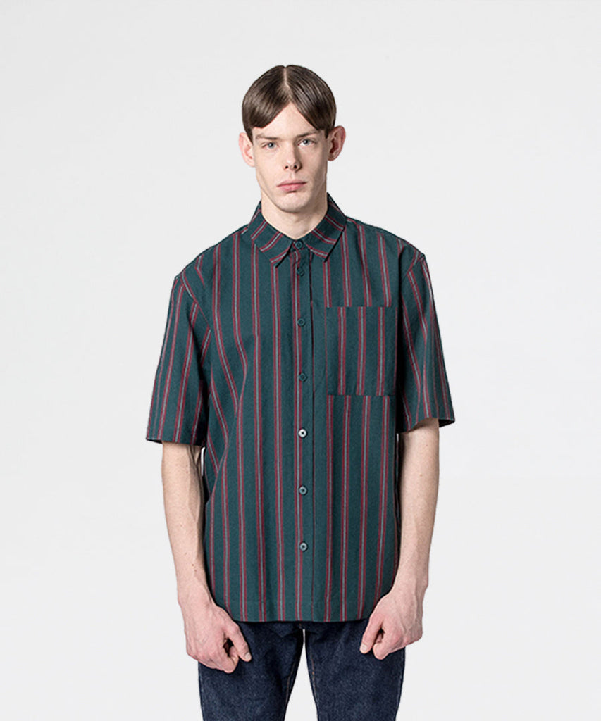 Han Kjøbenhavn Boxy Shirt Green Stripe shirts