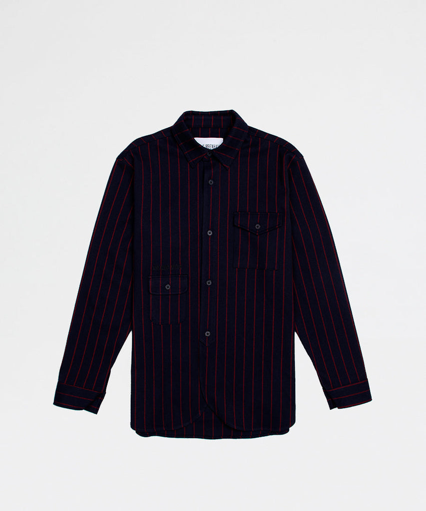 Han Kjøbenhavn Army Shirt Navy Pinstripe shirts