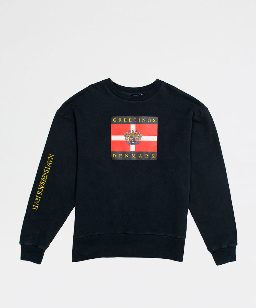 Han Kjøbenhavn Artwork Crew Faded Black sweatshirts