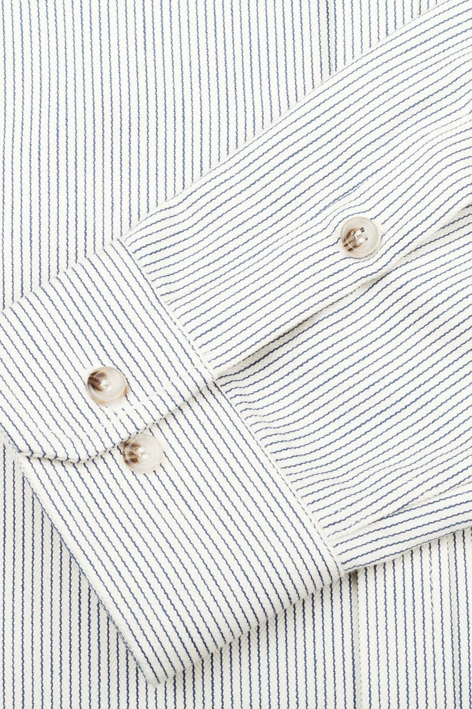 Native North Herringbone Shirt - Sand/Blue UDSOLGT