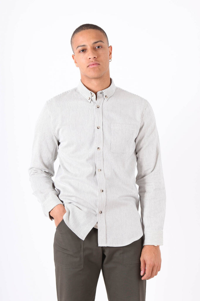 Native North Herringbone Shirt - Sand/Blue UDSOLGT