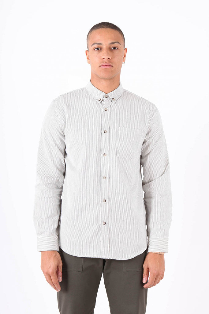 Native North Herringbone Shirt - Sand/Blue UDSOLGT