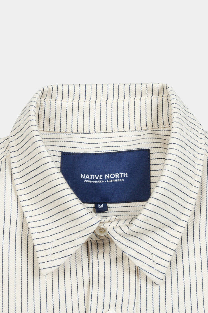 Native North Striped Herringbone Shirt Beige UDSOLGT
