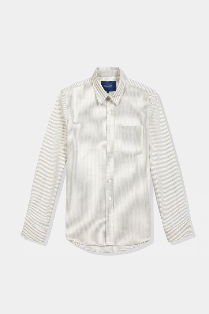 Native North Striped Herringbone Shirt Beige UDSOLGT