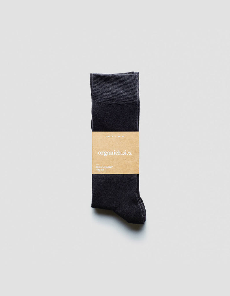 Organic Basics Regular Socks 2-Pack Black UDSOLGT