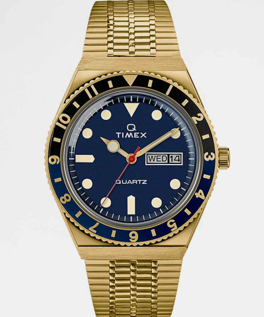 Timex Archive Q Diver Inspired Gold Tone Case Blue watches
