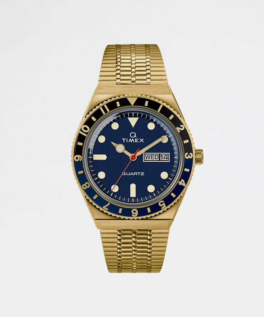 Timex Archive Q Diver Inspired Gold Tone Case Blue watches