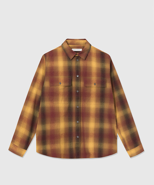 Avenir Gradient Flannel Shirt Brown Check-Wood Wood-Packyard EU